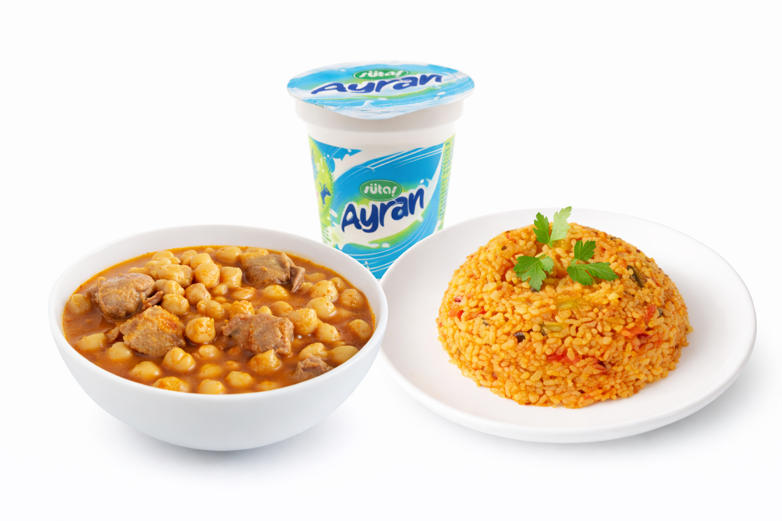 Etli Nohut + Bulgur Pilavı + Ayran (200 ml)